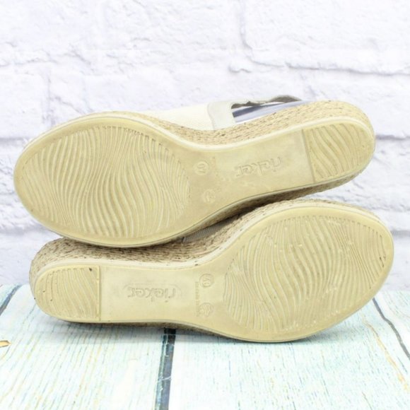 Rieker Tan Canvas Slip On Comfort Slingback Wedge Sandals Size 40 US 8.5 - Picture 9 of 9